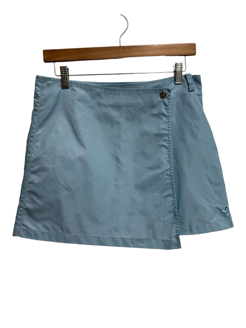 Oval Square Wrap Over Shine Mini Skirt Women Small Asymmetric Hem A-Line Sporty